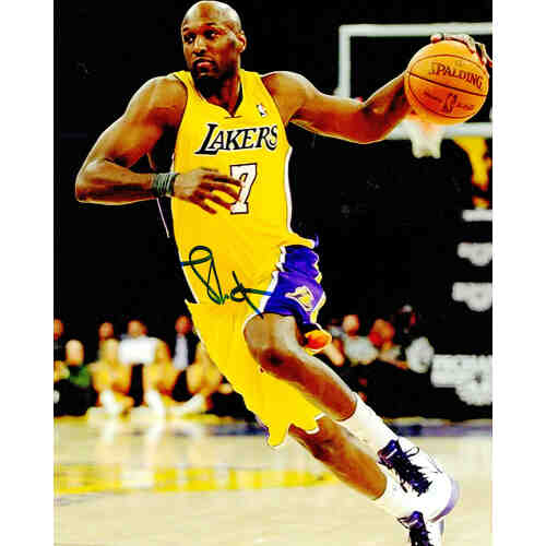 Lamar Odom Signed Lakers Dribbling Action 8x10