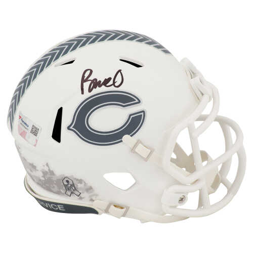 Rome Odunze Signed Chicago Bears 2024 SALUTE White Riddell Speed Mini Helmet - (Fanatics)