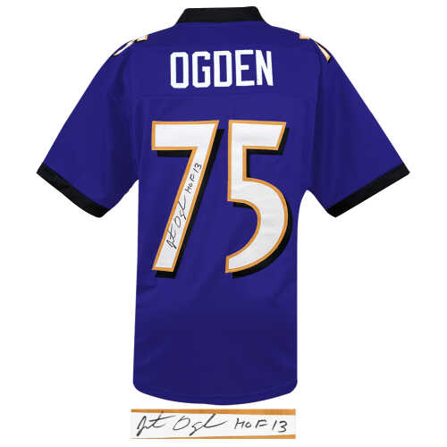 Jonathan Ogden Signed Purple Custom Football Jersey w/HOF'13 - Image 2