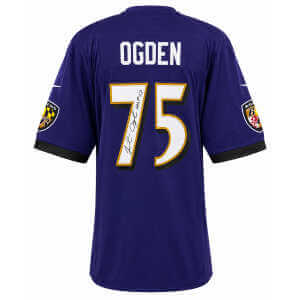 Jonathan Ogden Signed Baltimore Ravens Purple Nike Replica Football Jersey w/HOF&rsquo;13