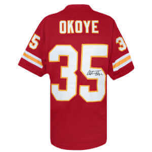Christian Okoye Signed Red Custom Football Jersey