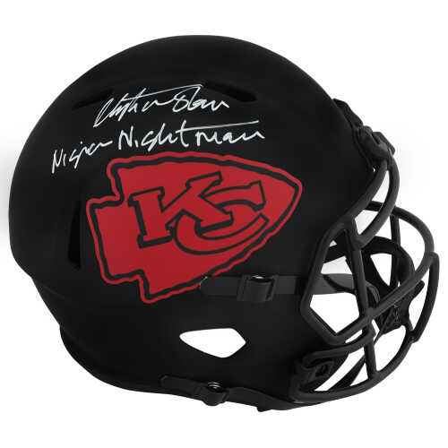 Christian Okoye Signed Kansas City Chiefs Eclipse Riddell Full Size Speed Replica Helmet w/Nigerian Nightmare