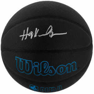 Hakeem Olajuwon Signed Wilson Forge Plus Black Full Size NBA Basketball