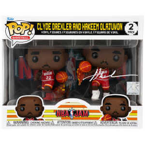 Hakeem Olajuwon Signed Houston Rockets NBA Jams With Clyde Drexler 2-Pack Funko Pop Doll