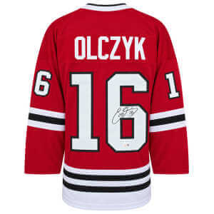Eddie Olczyk Signed Red Custom Hockey Jersey - (JSA)