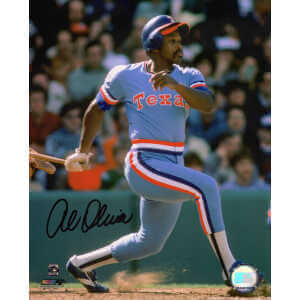 Al Oliver Signed Texas Rangers Batting 8x10 Photo