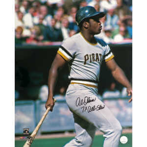Al Oliver Signed Pittsburgh Pirates Grey Jersey Swinging Action 16x20 Photo w/7x All Star