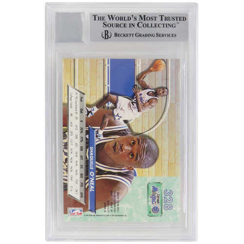 Shaquille O'Neal Signed Orlando Magic 1992-93 Fleer Ultra Rookie Card #328 (Beckett / Auto Grade 10) - Image 2