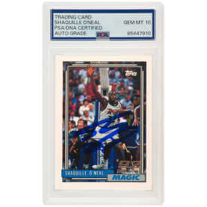 Shaquille O’Neal Signed Magic 1992-93 Topps Basketball Rookie Card #362 – (PSA/DNA / Auto Grade 10)