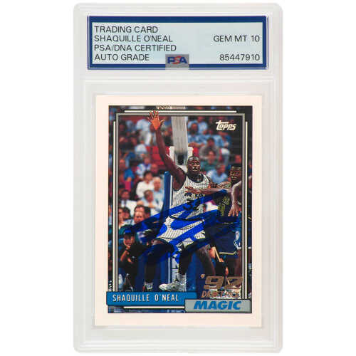 Shaquille O'Neal Signed Magic 1992-93 Topps Basketball Rookie Card #362 - (PSA/DNA / Auto Grade 10)
