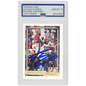 Shaquille O'Neal Signed Magic 1992-93 Topps GOLD Basketball Rookie Card #362 - (PSA/DNA / Auto Grade 10)