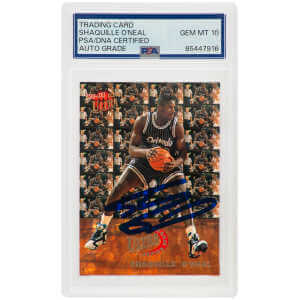 Shaquille O’Neal Signed Magic 1992 Fleer Ultra All-Rookie Series Rookie Basketball Card #7 – (PSA/DNA / Auto Grade 10)