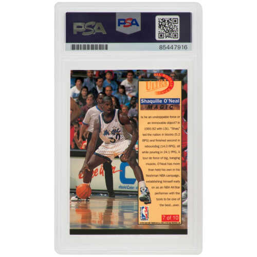 Shaquille O'Neal Signed Magic 1992 Fleer Ultra All-Rookie Series Rookie Basketball Card #7 - (PSA/DNA / Auto Grade 10) - Image 2