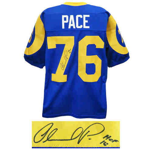 Orlando Pace Signed Blue & Yellow Throwback Custom Football Jersey w/HOF'16
