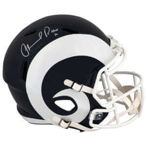Orlando Pace Signed Rams (2017-2019 Style) White Horn Riddell Full Size Speed Replica Helmet w/HOF'16