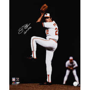 Jim Palmer Signed Baltimore Orioles White Jersey Pitching 16x20 Photo w/HOF 1990