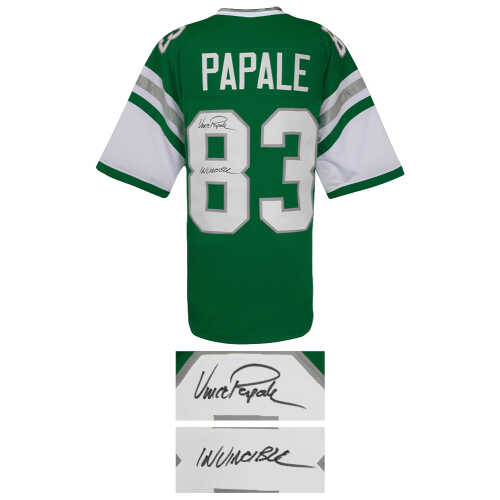 Vince Papale Signed Light Green Custom Football Jersey w/Invincible - Image 2