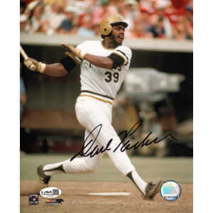 Dave Parker Signed Pittsburgh Pirates White Jersey Swinging Action 8x10 Photo - (JSA)