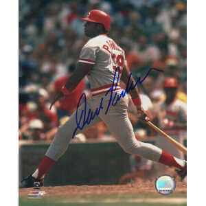 Dave Parker Signed Cincinnati Reds Grey Jersey Swinging 8x10 Photo