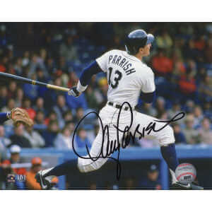 Lance Parrish Signed Detroit Tigers White Jersey Swinging Action 8x10 Photo