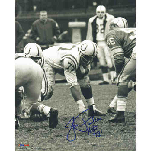 Jim Parker Signed Colts 3-Pt Stance B&W Action 8x10 Photo w/HOF'73