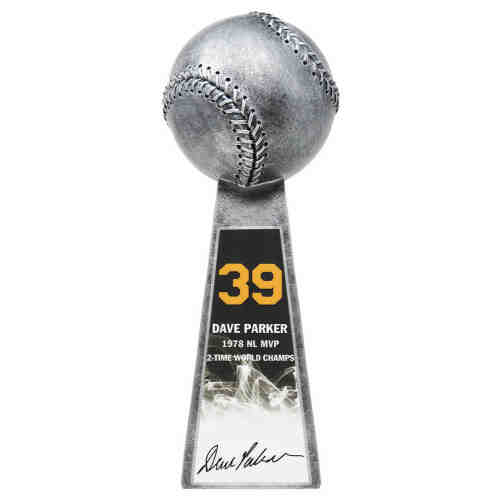 Dave Parker Signed Baseball World Champion 14 Inch Replica Silver Trophy