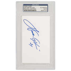 Walter Payton Signed 3x5 White Index Card Cut  - (PSA Encapsulated)