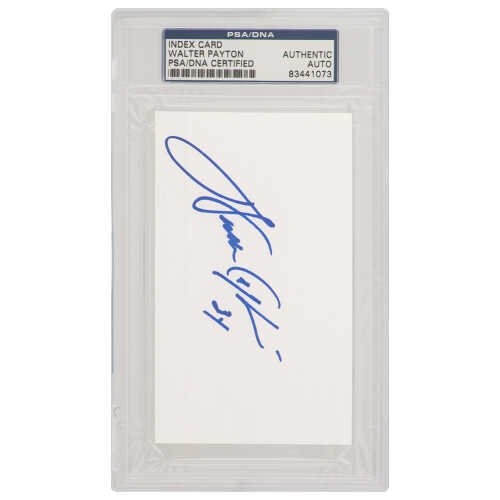 Walter Payton Signed 3x5 White Index Card Cut  - (PSA Encapsulated)