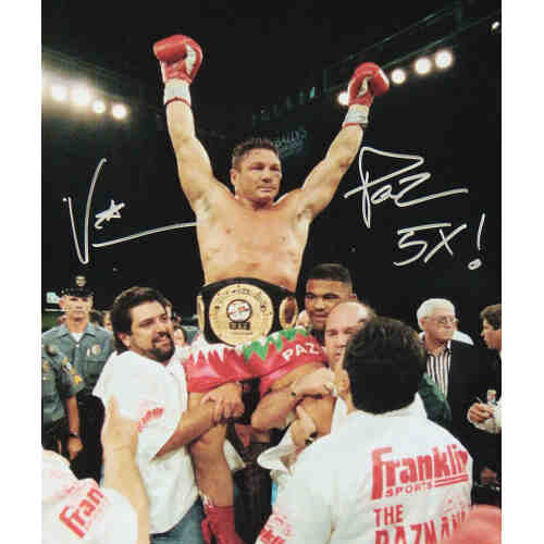 Vinny 'Paz' Pazienza Signed Boxing Celebration 16x20 Photo w/5x Champ