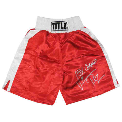 Vinny 'Paz' Pazienza Signed Title Red With White Trim Boxing Trunks w/5x Champ