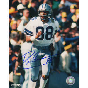 Drew Pearson Signed Dallas Cowboys White Jersey Action 8x10 Photo