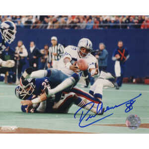 Drew Pearson Signed Dallas Cowboys Catching Football vs Giants 8x10 Photo