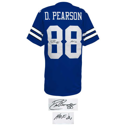 Drew Pearson Signed Navy Custom Football Jersey w/HOF'21 - Image 2