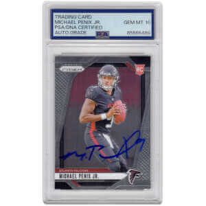 Michael Penix Jr. Signed Atlanta Falcons 2024 Panini Prizm Rookie Football Card #378 - (PSA / Auto Grade 10)