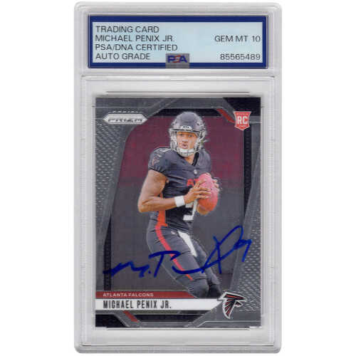 Michael Penix Jr. Signed Atlanta Falcons 2024 Panini Prizm Rookie Football Card #378 - (PSA / Auto Grade 10)