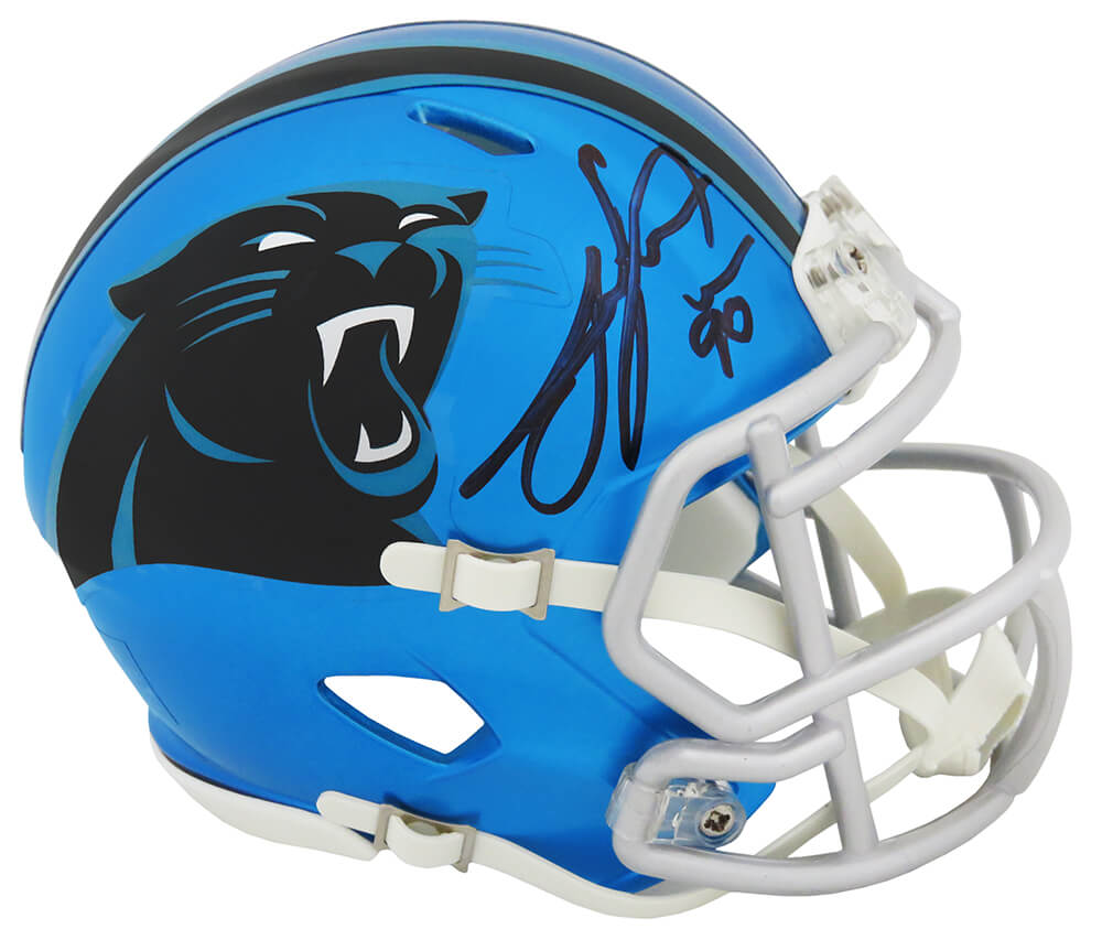 Schwartz Sports Memorabilia PEPMIN307 Julius Peppers Signed Carolina Panthers Flash Riddell Speed Mini Helmet