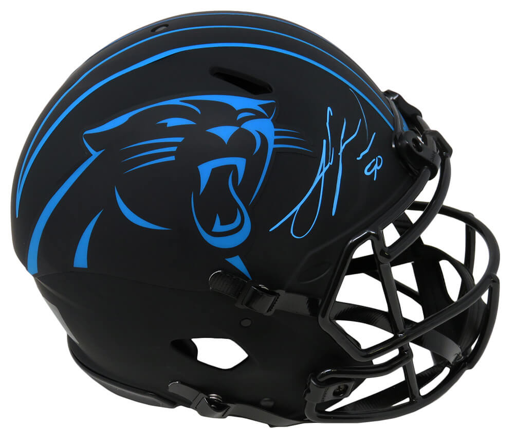Julius Peppers Signed Carolina Panthers Eclipse Black Matte Riddell Full Size Authentic Speed Helmet CH2119074