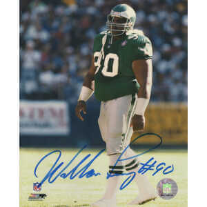 William Perry Signed Philadelphia Eagles Green Jersey Standing 8x10 Photo