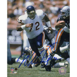William Perry Signed Chicago Bears White Jersey Action vs. Raiders 8x10 Photo