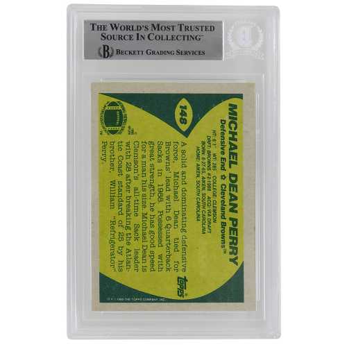 Michael Dean Perry Signed Cleveland Browns 1989 Topps Football Rookie Card #148 - (Beckett Encapsulated) - Image 2