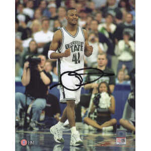 Morris Peterson Signed Michigan State Spartans White Jersey Fist Pump 8x10 Photo
