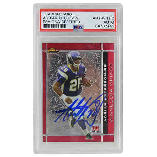 Adrian Peterson Signed Minnesota Vikings 2007 Topps Finest Football Rookie Trading Card #112 (PSA Encapsulated)