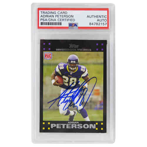 Adrian Peterson Signed Minnesota Vikings 2007 Topps Football Rookie Trading Card #301 (PSA Encapsulated)