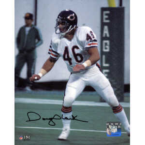 Doug Plank Signed Chicago Bears White Jersey Action 8&times;10 Photo