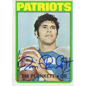 Jim Plunkett Signed New England Patriots 1972 Topps Rookie Card #65