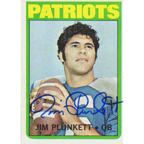 Jim Plunkett Signed New England Patriots 1972 Topps Rookie Card #65