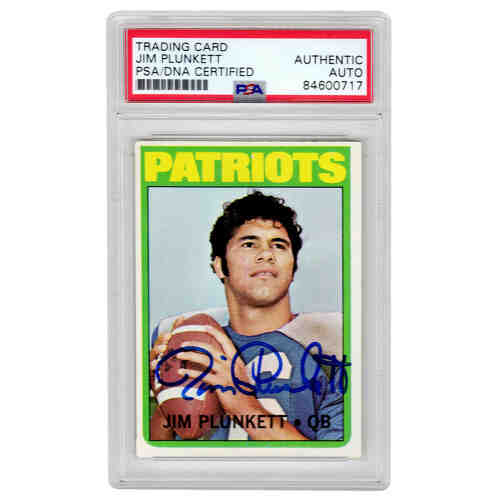 Jim Plunkett Signed New England Patriots 1972 Topps Rookie Football Card #65 - (PSA/DNA Encapsulated)