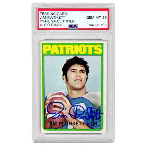 Jim Plunkett Signed New England Patriots 1972 Topps Rookie Card #65 - (PSA/DNA / Auto Grade 10)