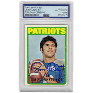 Jim Plunkett Signed Patriots 1972 Topps Rookie Football Card #65 - (PSA Encapsulated)