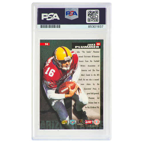 Jake Plummer Signed Arizona State 1997 SB All American Rookie Football Card #94 w/Snake (PSA Encapsulated) - Image 2